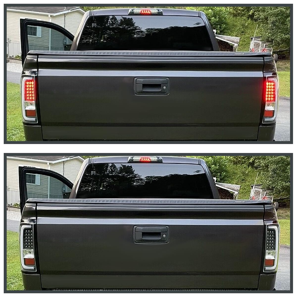 Black LED Bar Tail Lights SPEC-D TUNING Compatible with 2014-2018 GMC Sierra 1500, 2014-2018 GMC Sierra 2500HD, 2014-2018 GMC Sierra 3500HD, Left + Right Pair Assembly