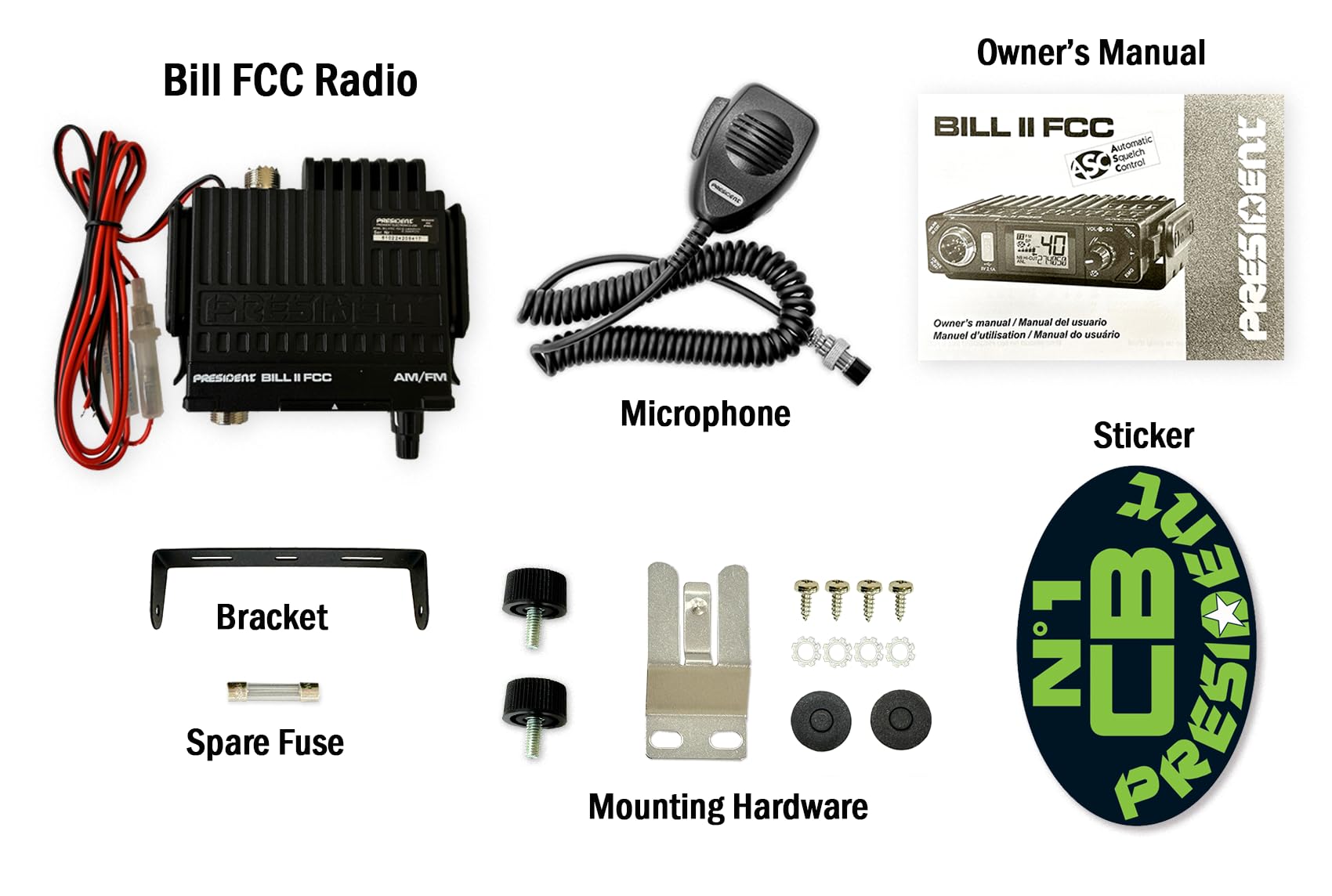 Bill II President Electronics FCC Ultra-Compact AM/FM CB Radio