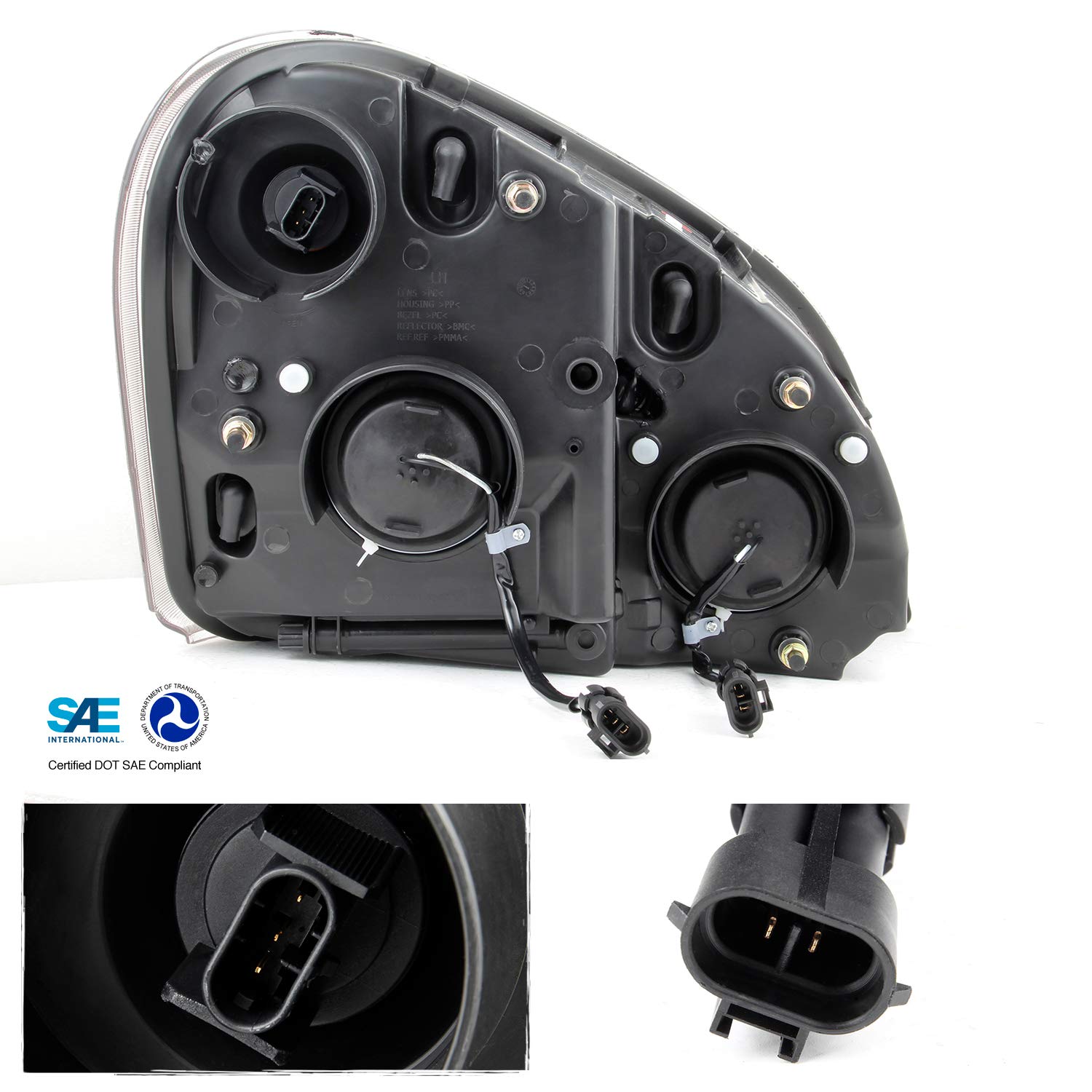 For 2008-17 Freightliner Cascadia AKKON Switchback LED Signal Daytime Running Lamp Strip Projector Headlights Chrome Housing Clear Lens Set