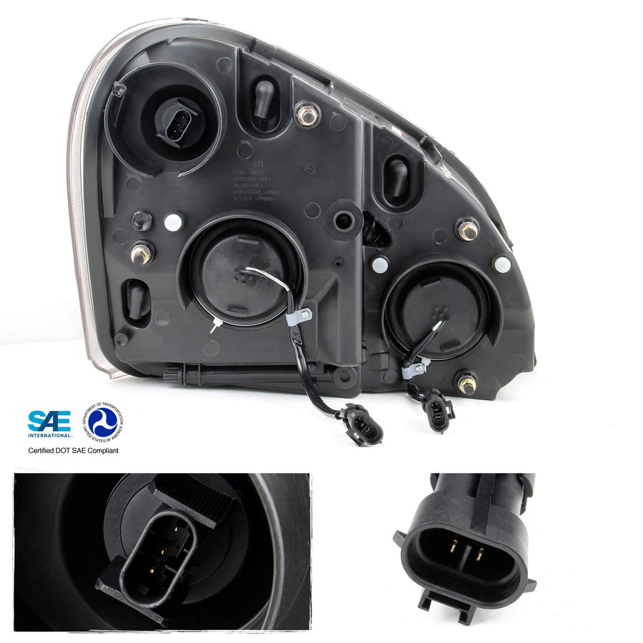 For 2008-17 Freightliner Cascadia AKKON Switchback LED Signal Daytime Running Lamp Strip Projector Headlights Chrome Housing Clear Lens Set