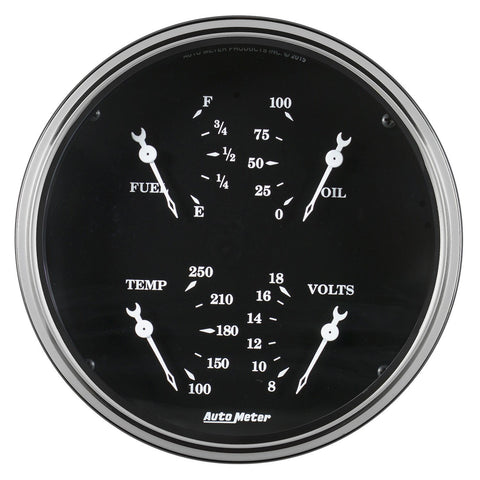 AUTO METER Gauge Quad 1710 (Old TYME Black 5", 240Ωe-33Ωf, Elec, Old TYME Black)