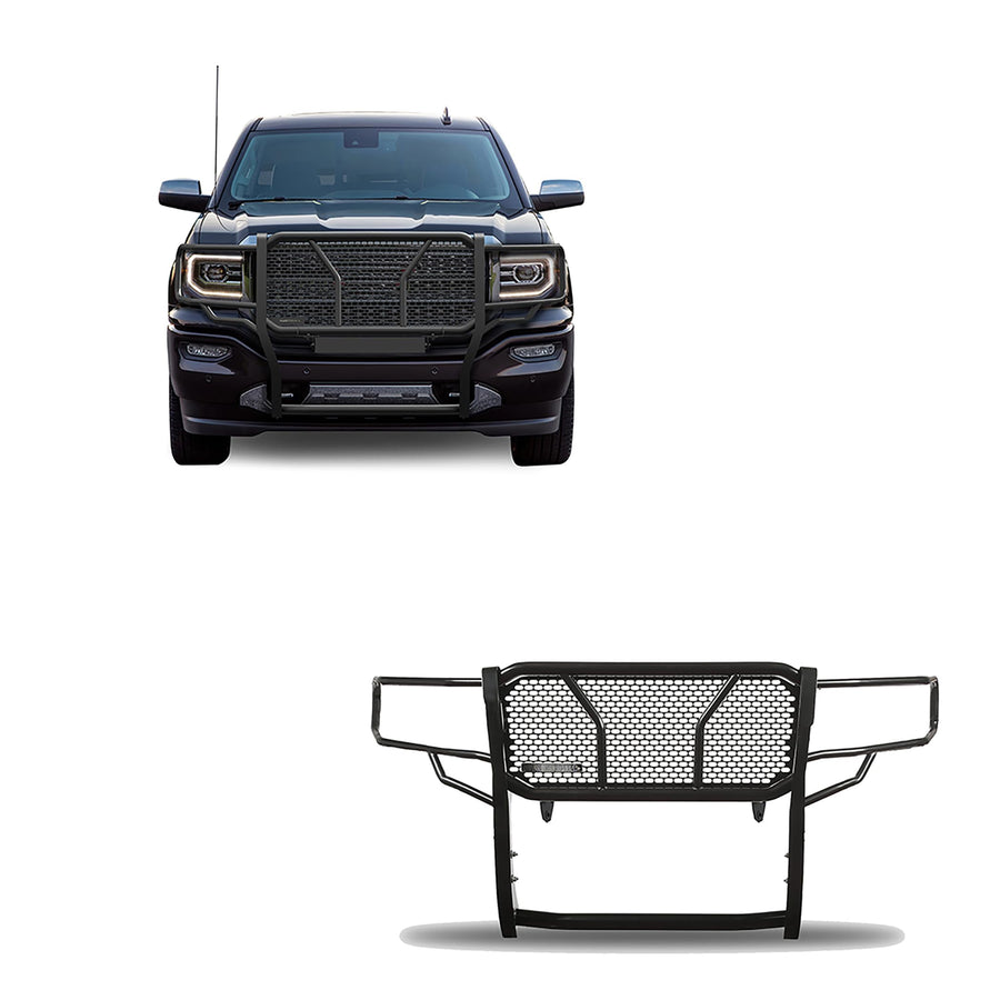 Heavy Duty Black Horse Rugged Grille Brush Bumper Guard Modular Black Compatible with 2014-2018 GMC Sierra 1500|2019-2022 GMC Sierra 1500 Limited-RU-GMSI14-B