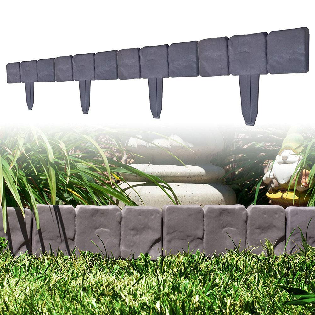 10pcs Fawcotu Hammer-in Stone Effect DIY Decorative Garden Edging Palisade Trellis