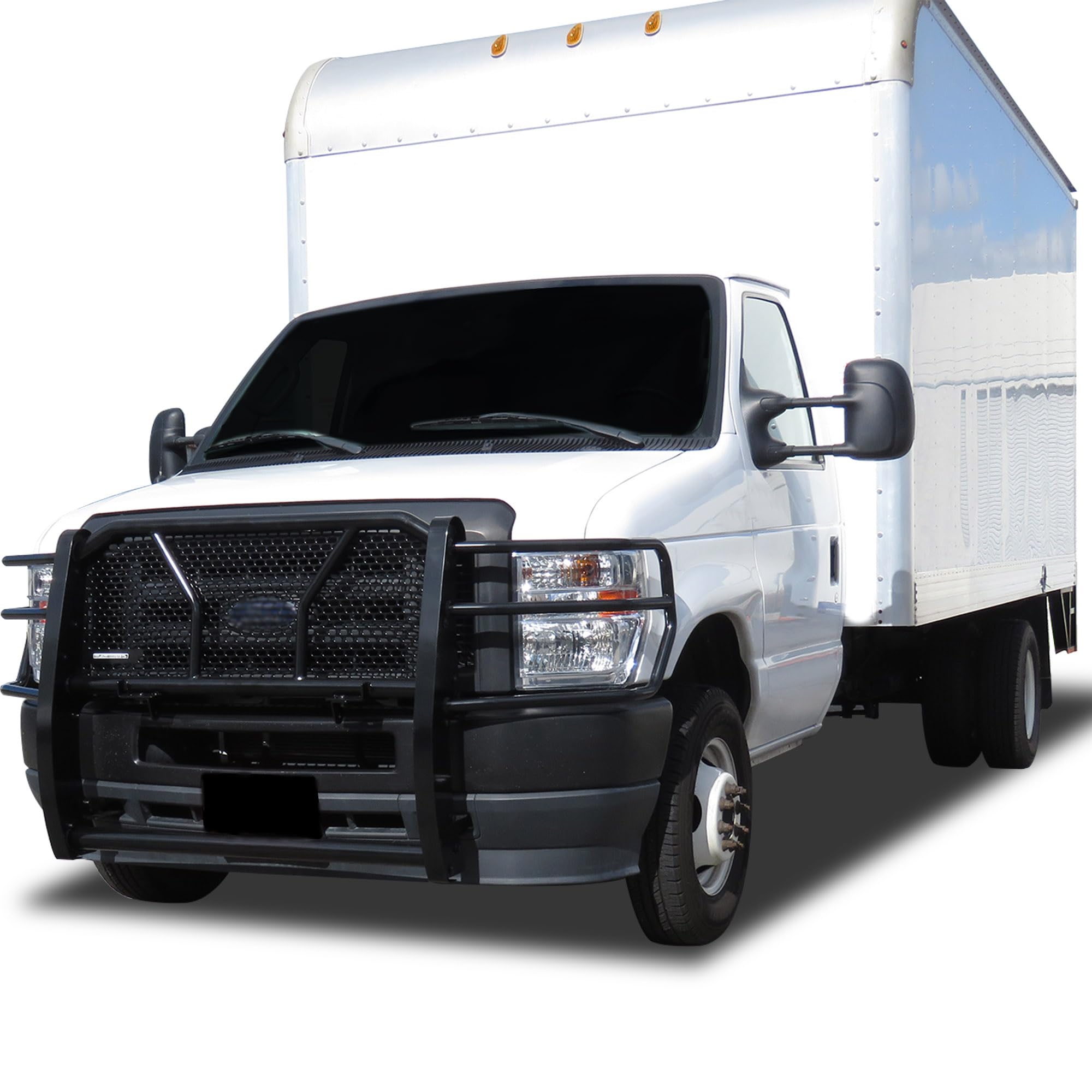 Heavy Duty Black Horse Rugged Grille Guard Modular Black Compatible with 2015-2025 Ford E-350/2015-2025 Ford E-450 -RU-FO350-B
