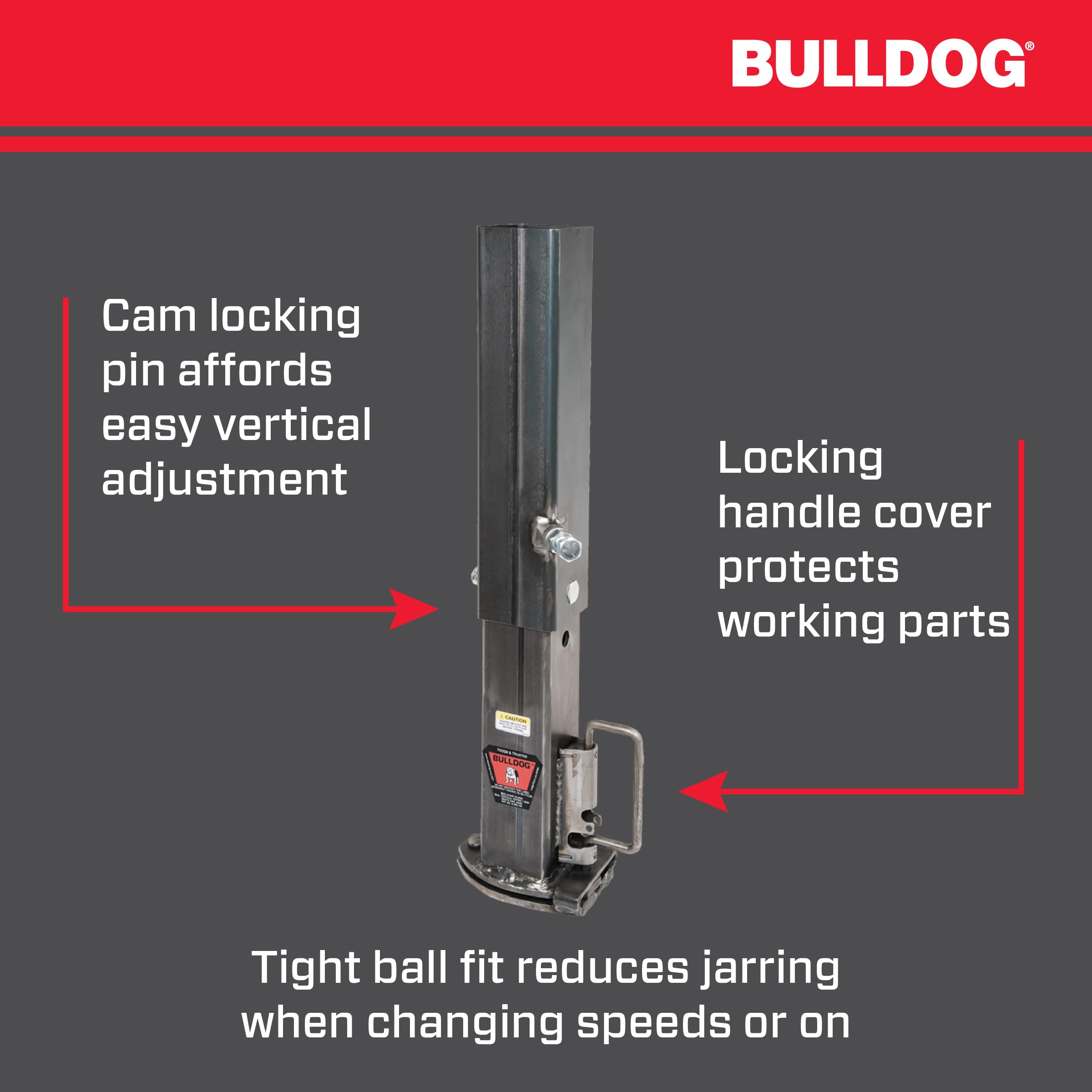 Gooseneck Coupler Bulldog 0289600300, 2-5/16 Inch Diameter, Outer & Inner Tube, 32-40 Inch Adjustable Height, Cast Locking Plates, Load Bearing Pin, 25,000 lbs. Capacity, Square, Raw