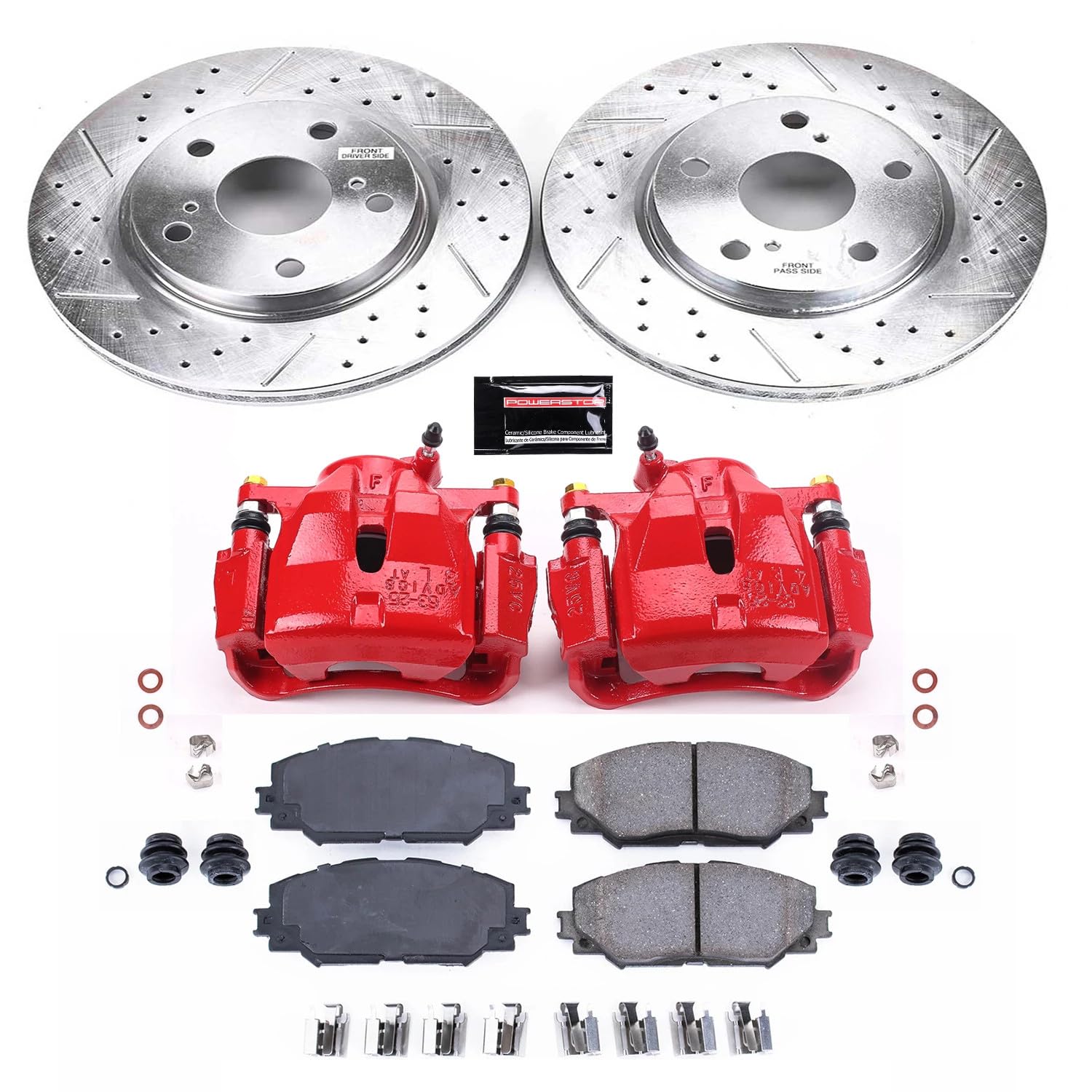 Power Stop Z23 Evolution KC258A Front Brake Caliper Kit- Brake Rotors, Brake Pads, Brake Calipers For Lexus HS250h, Scion xB, Toyota Prius V, Toyota RAV4 [Model Specific]