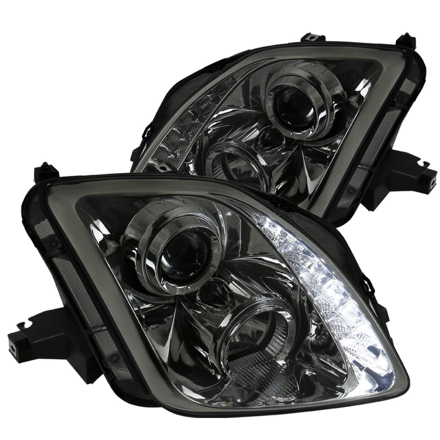 Projector Headlights 1997-2001 Honda Prelude w/ SMD LED Light Strip (Chrome Housing/Smoke Lens)
