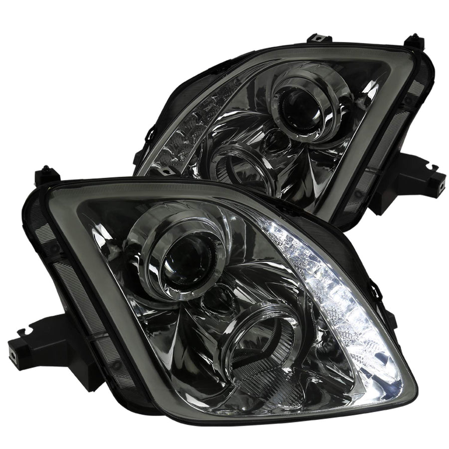 Projector Headlights 1997-2001 Honda Prelude w/ SMD LED Light Strip (Chrome Housing/Smoke Lens)