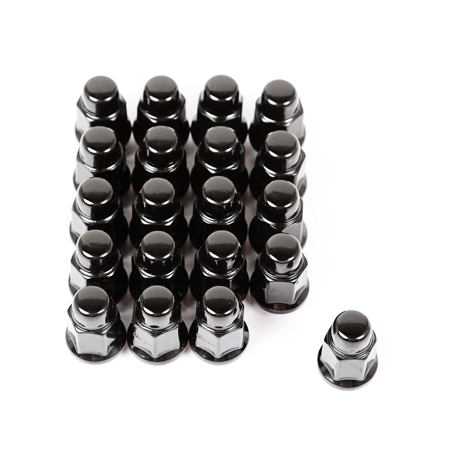Wheel Lug Nut, Rugged Ridge Set of 20, 1/2-20, Black | 16715.23