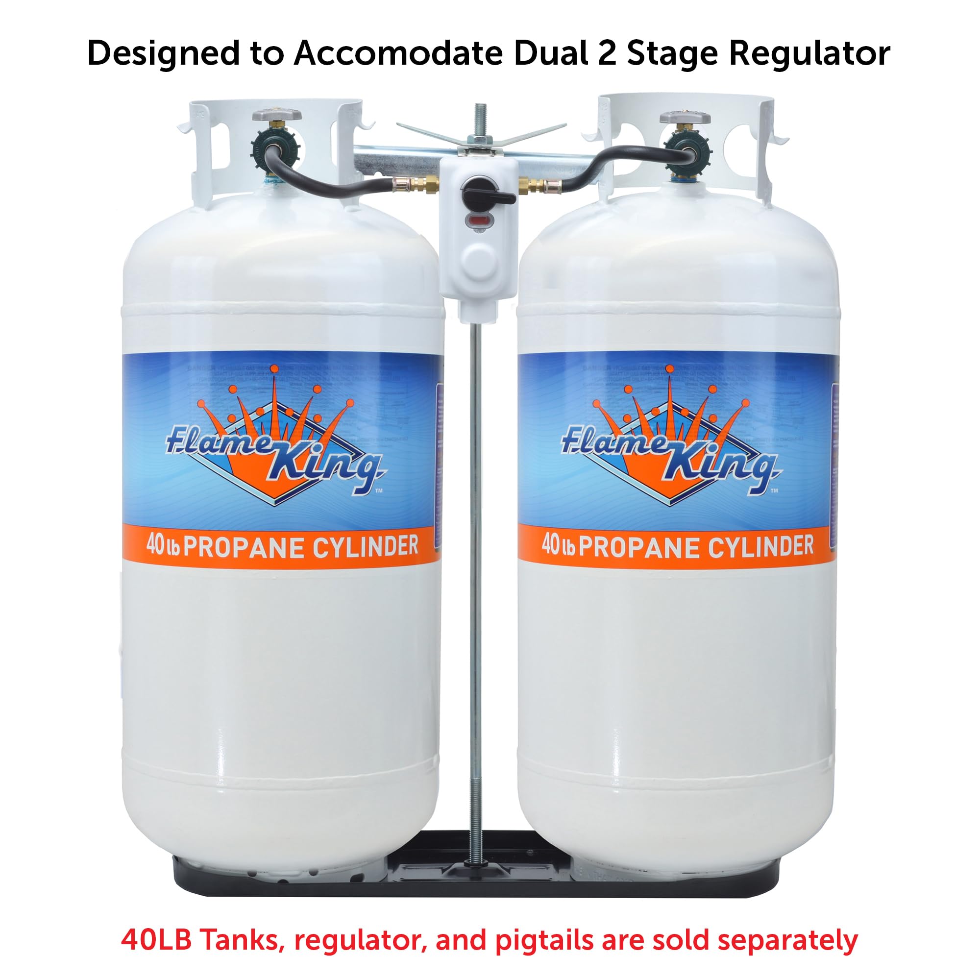 Dual Flame King RV Propane Tank Cylinder Rack for Trailers for 40lb Tanks - KT40MNT (Tanks Sold Separately)