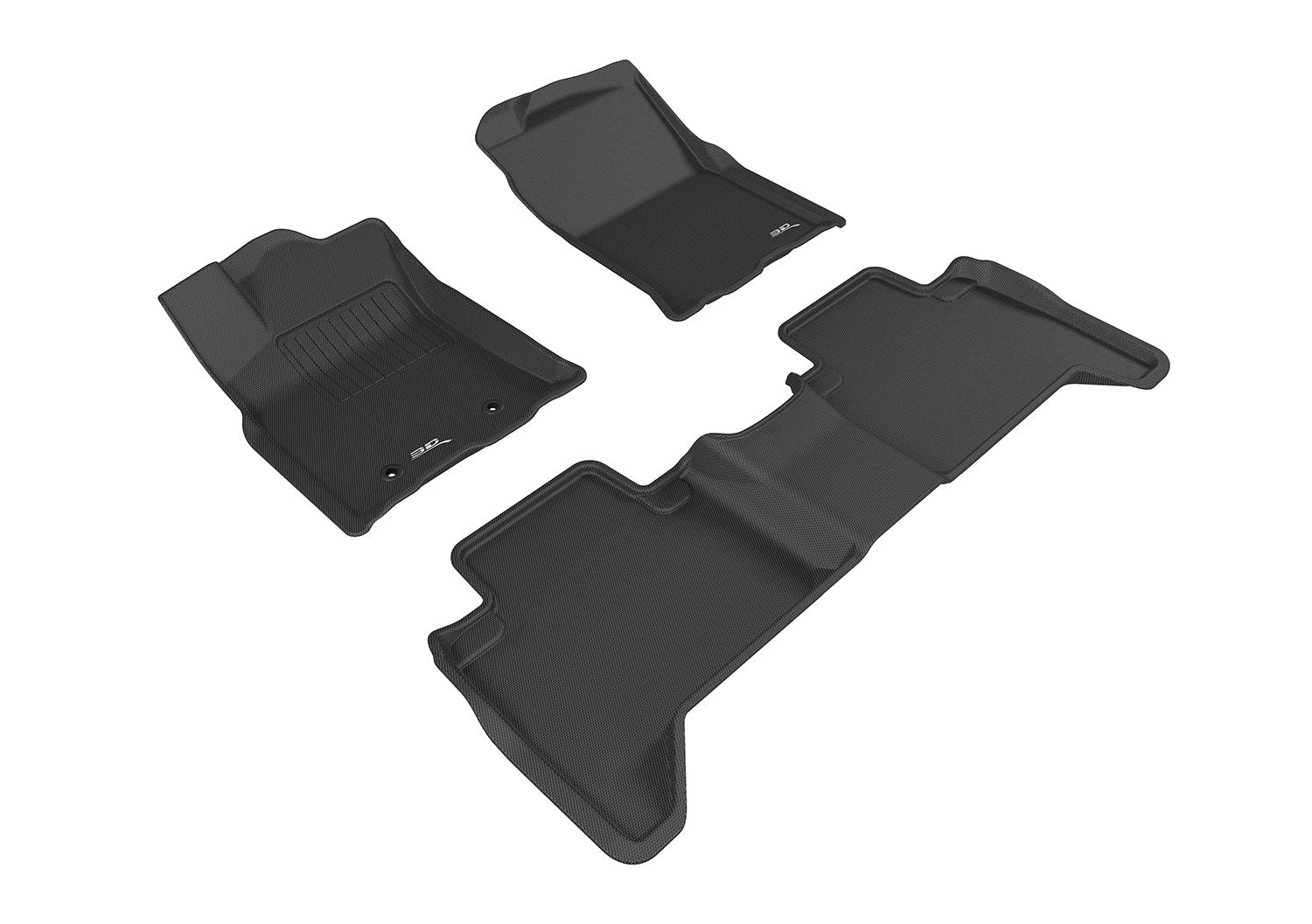 Kagu Floor Mat (Black) 3D MAXpider Custom Fit Compatible with Toyota Tacoma Double Cab (Passenger's Side No Retention) 2016-2023 - Full Set