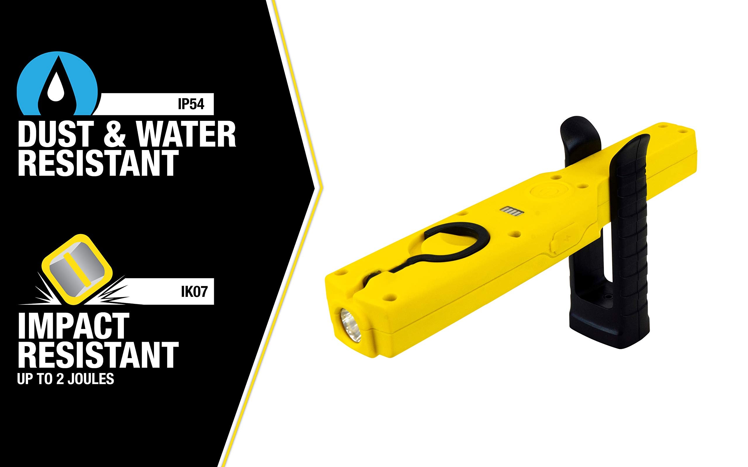 600 Lumen Yellow Jacket LED Rechargeable Handheld Task Light with Magnetic Base and Hang Hook (HHL1060R)