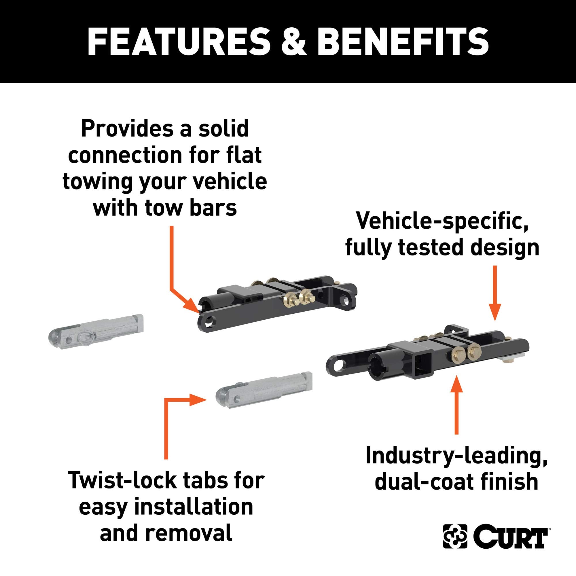 CURT Custom Tow Bar Base Plate Brackets for Dinghy Towing, Fits Select GMC Sierra, Chevrolet Silverado, Suburban, Tahoe