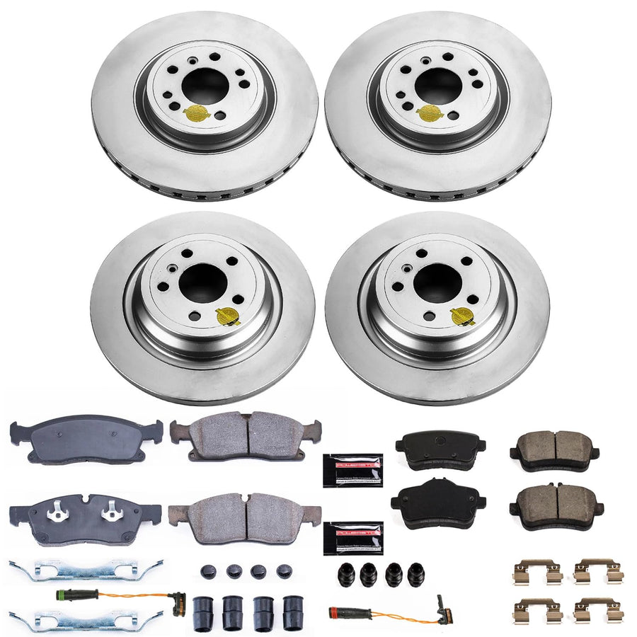 Power Stop CRK7441 Brake Rotor Coated and Ceramic Brake Pads- Front & Rear For Mercedes-Benz GLE300d, Mercedes-Benz GLE350, Mercedes-Benz ML, Mercedes-Benz ML350 [Model Specific]