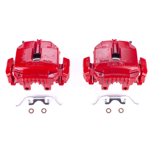 Power Stop S3242 Front Pair of High-Temp Red Powder Coated Calipers For BMW 325i 2006, BMW 325xi 2006, BMW 328i 2007, BMW 328xi 2007 [Model Specific]