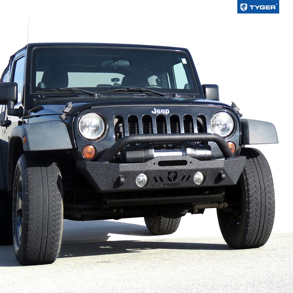 Tyger Auto Tyger Fury TG-BP6J70078 Stubby Front Bumper w/Winch Plate Compatible with 2007-2026 Jeep Wrangler JK/JL; 2020-2026 Gladiator | Textured Black