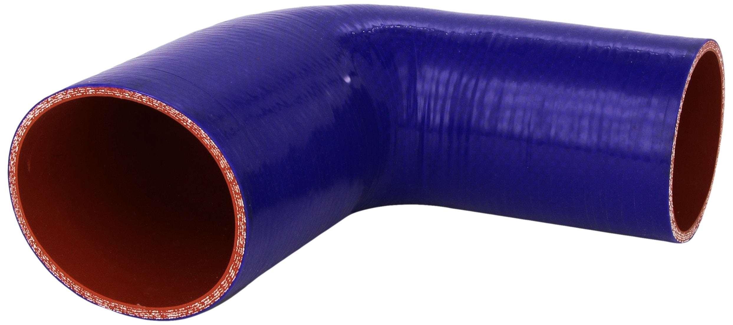 HPS Silicone High Temperature HTSER90-350-400-BLUE 4-ply Reinforced 90 degree Elbow Reducer Coupler Hose, 25 PSI Maximum Pressure, 4" Leg Length on each side, 3-1/2" > 4" ID, Blue