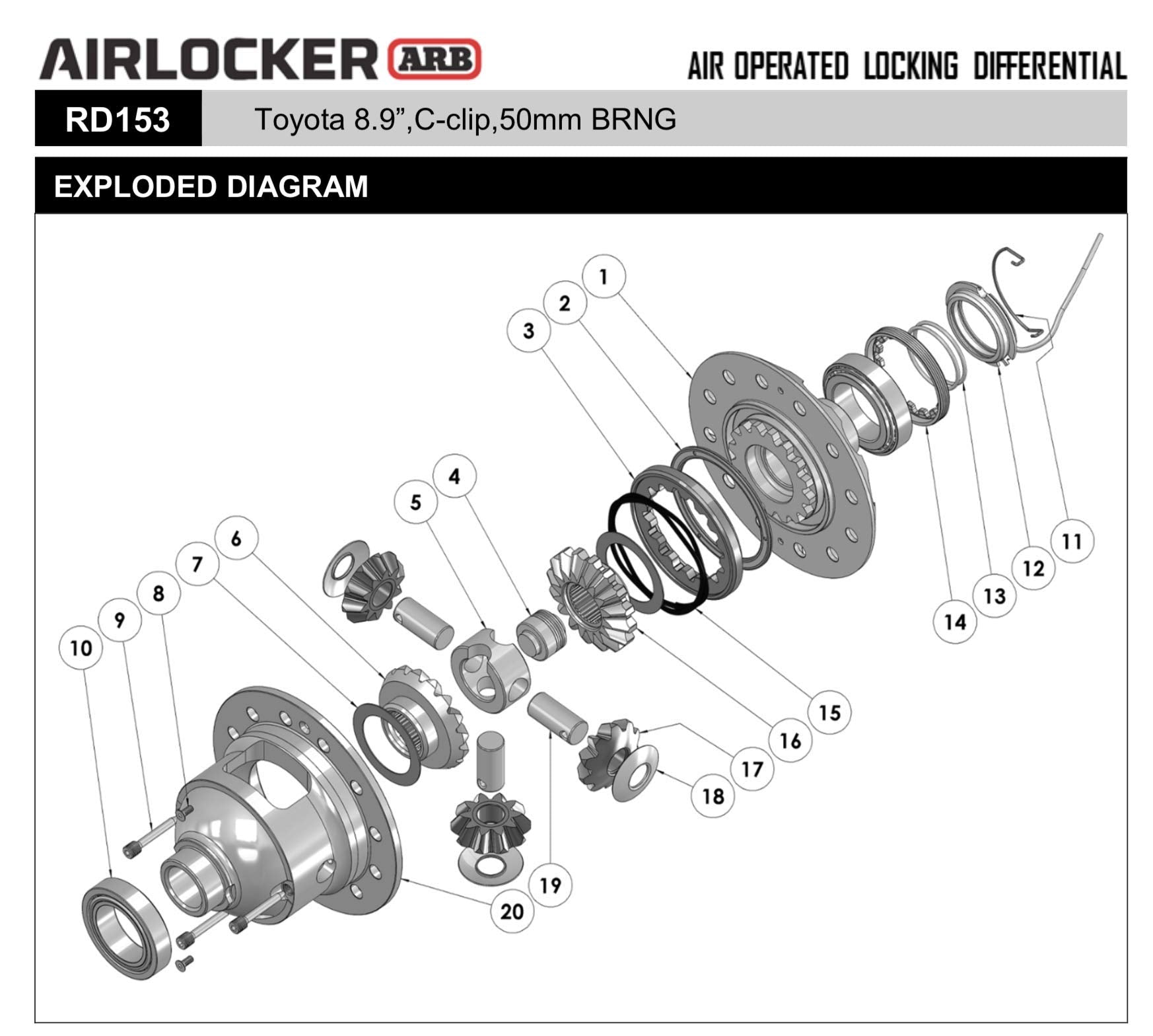 Toyota ARB RD153 8.9Inch C-Clip Air Locking Differential