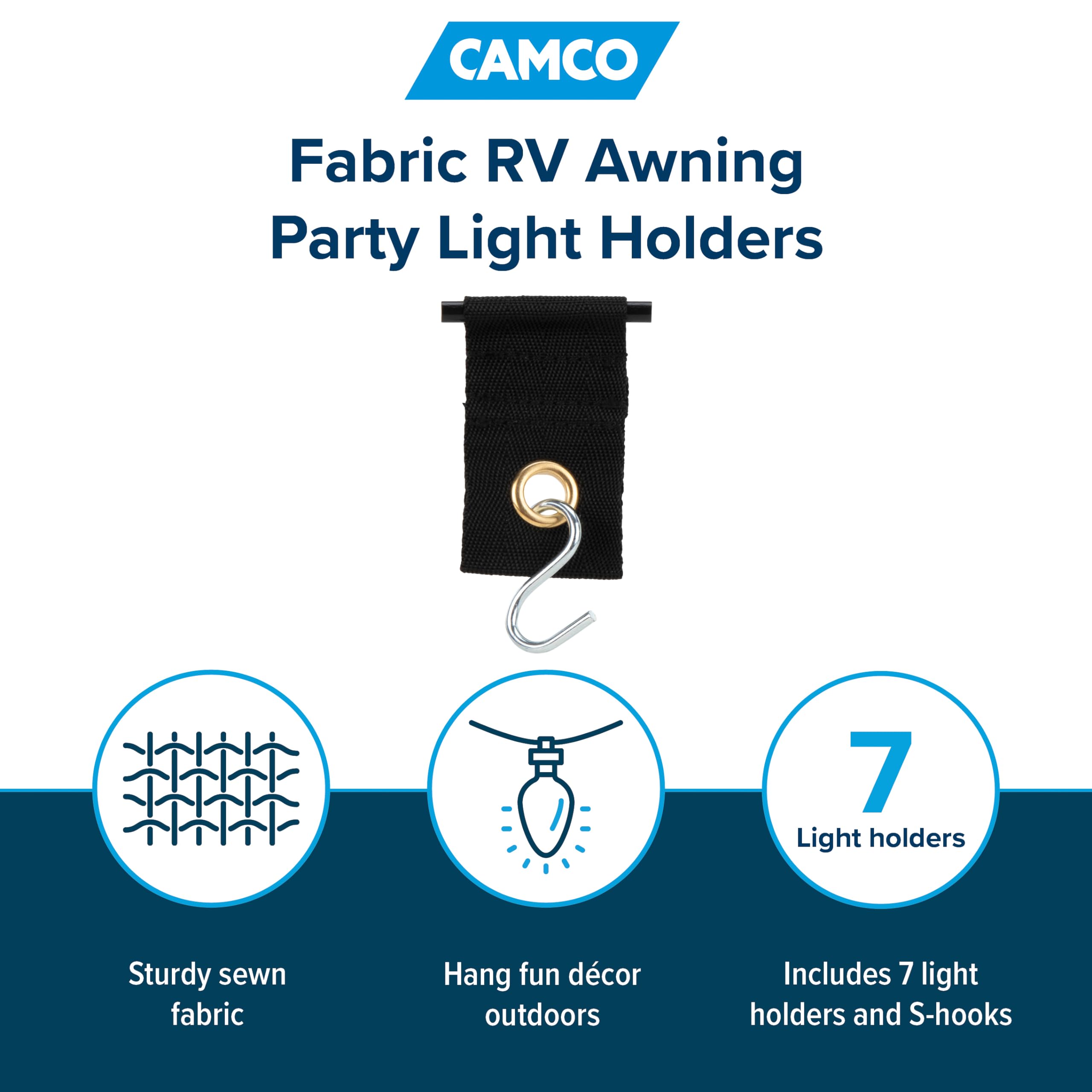 42733 Camco Fabric Party Light Holders, Black, 7 Pack