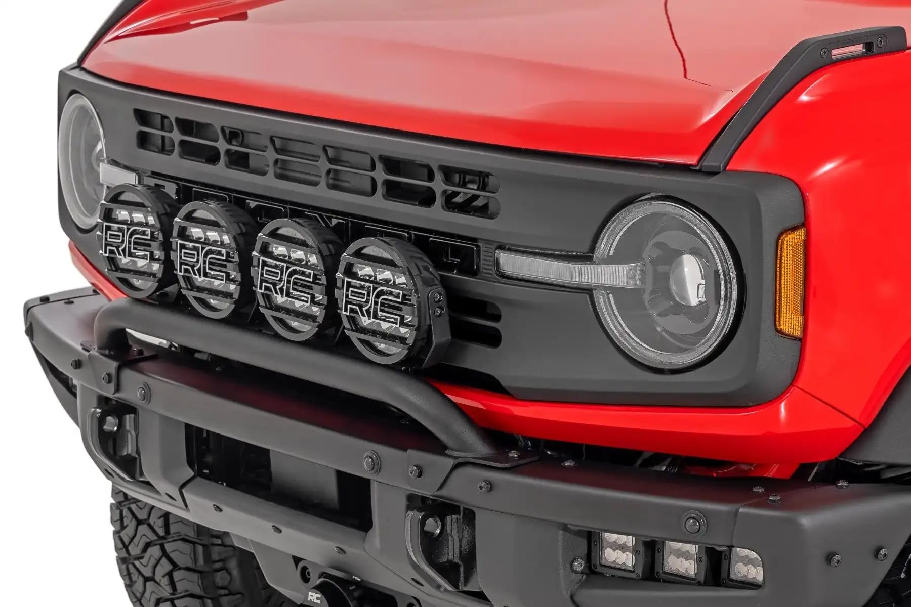 Rough Country LED Headlights DRL Halo for Ford Bronco (2021–2025) - DOT Approved Projection Headlight Assembly Set with Sequential Turn Signals & Adjustable Beam