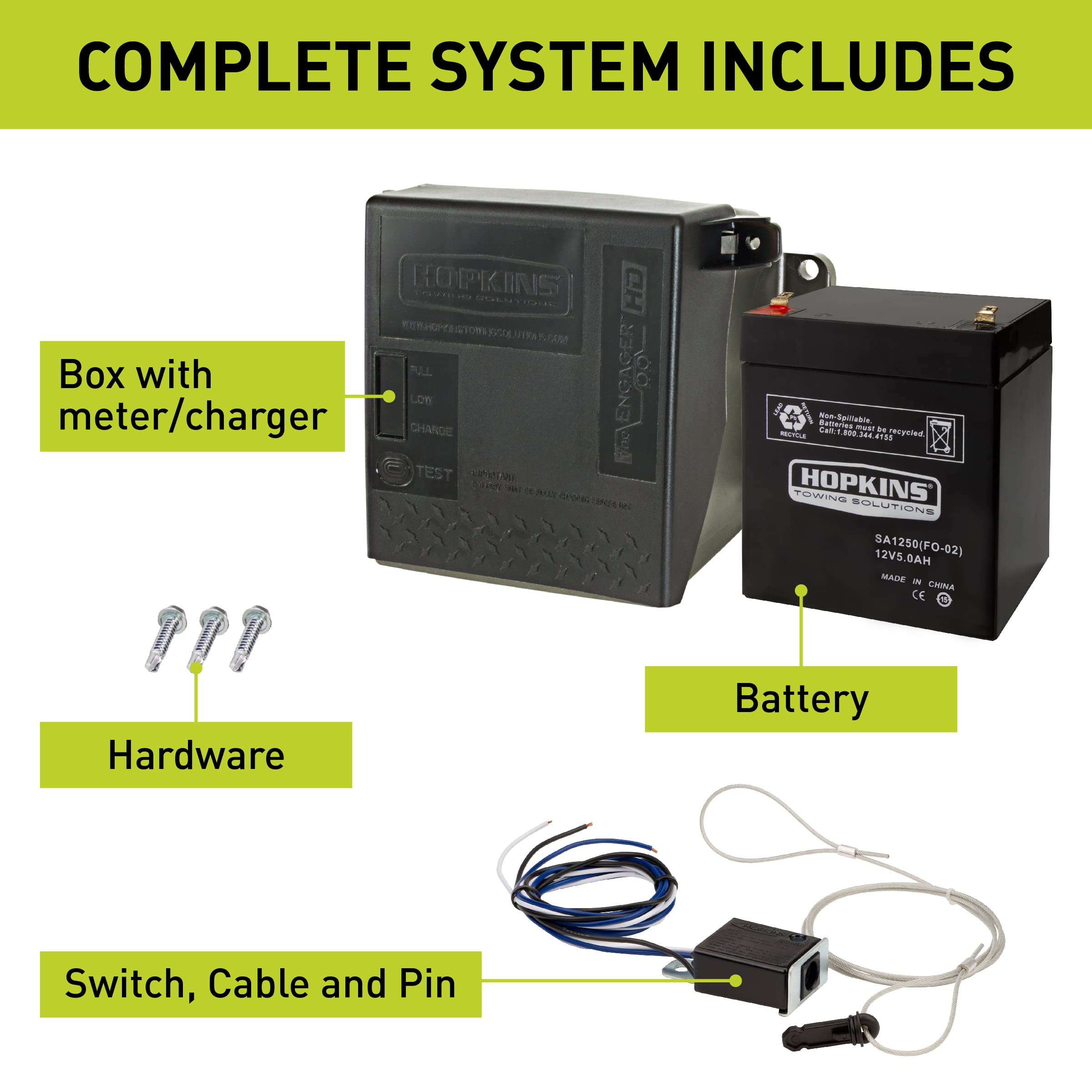 Engager LED Test Break Away System with Battery Meter Hopkins Towing Solutions 20099