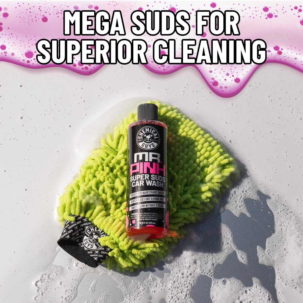 Chemical Guys Car Wash Soap Mr. Pink - 128 oz Super Suds Foaming Soap for Cannon, Blaster, or Bucket Washing - pH Balanced, Safe on Wax, Sealant, Ceramic, and Clear Coat Finishes