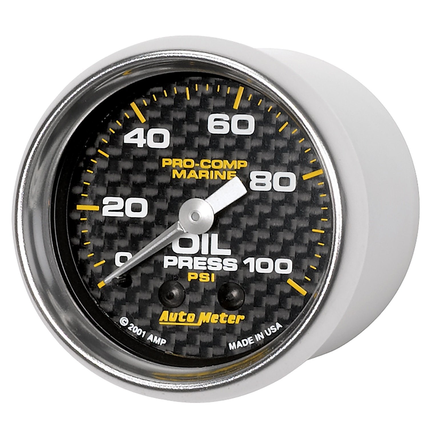 Oil Pressure AutoMeter Gauge, 2 1/16", 100Psi, Mechanical, Marine Carbon Fiber (200790-40)