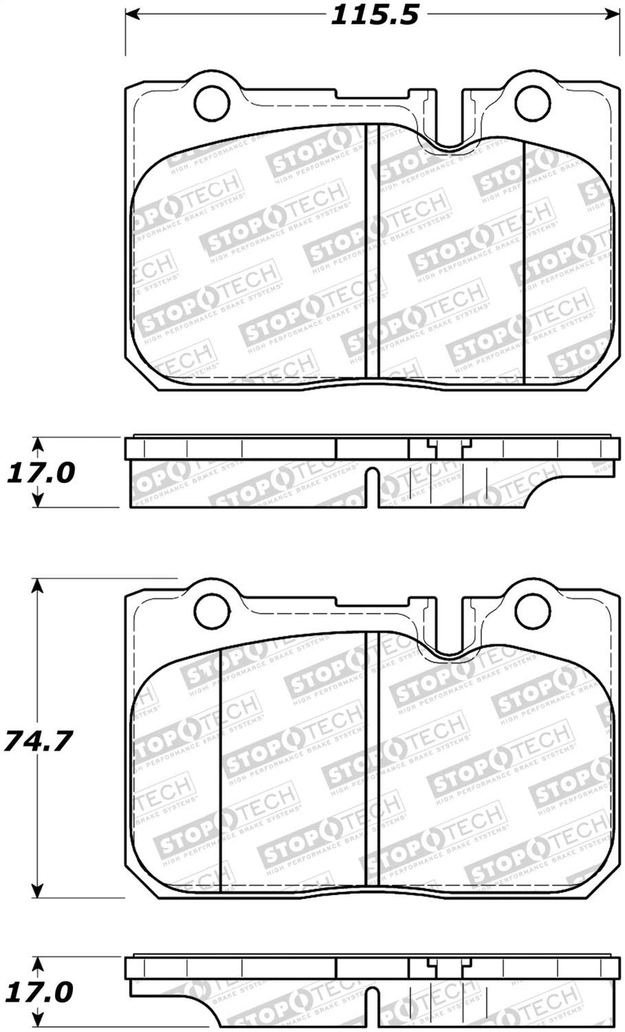 Front StopTech 308.06650 Brake Pads with Shims and Hardware Street