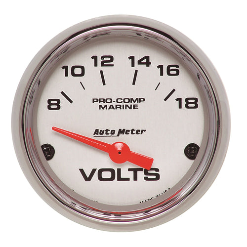 Voltmeter AutoMeter Gauge, 2 1/16", 18V, Electric, Marine Chrome (200756-35)