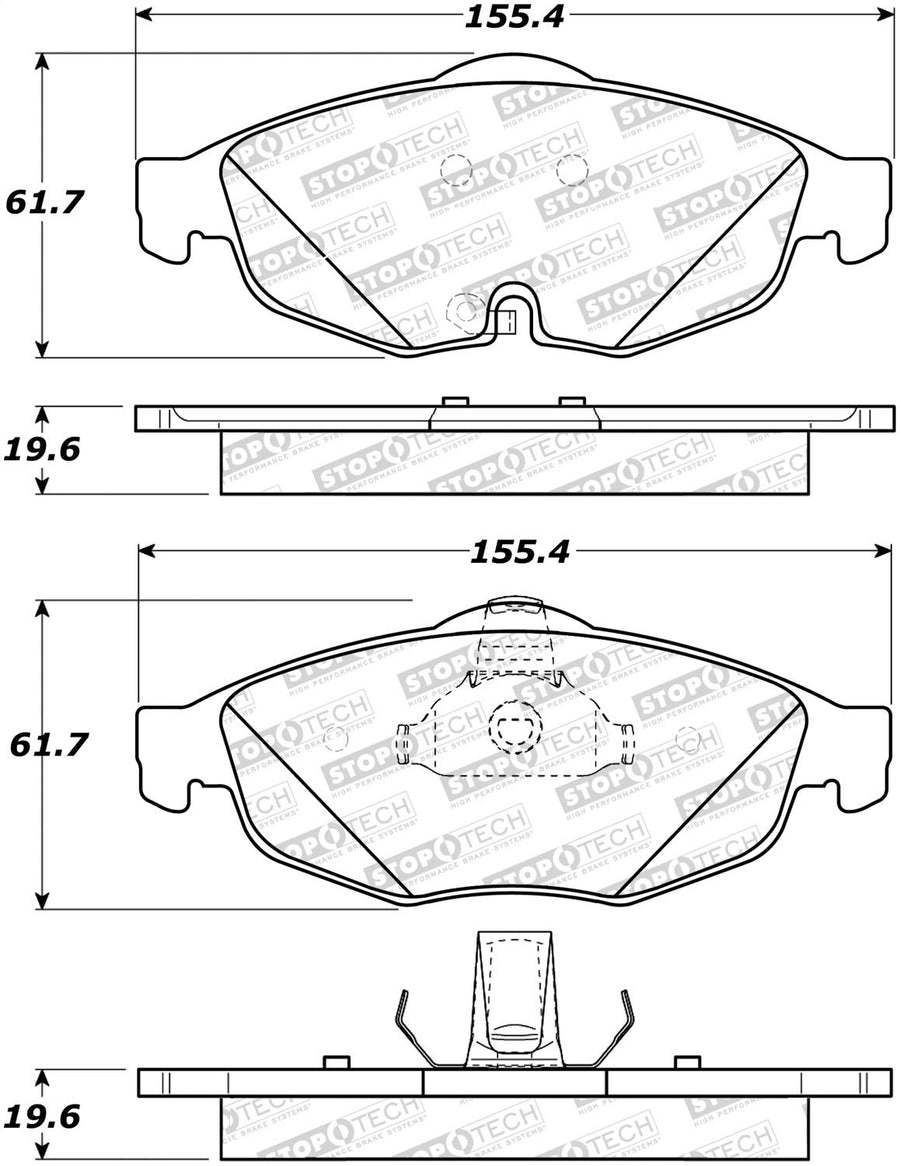 Front StopTech 308.08690 Brake Pads with Shims and Hardware Street