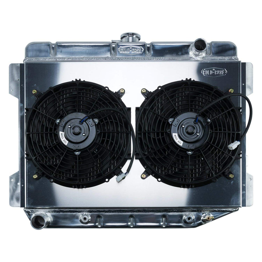 Aluminum Performance Radiator And 12 Inch Dual Fan Kit 70-74 E Body Challenger AT 17x26 Inch Cold Case Radiators