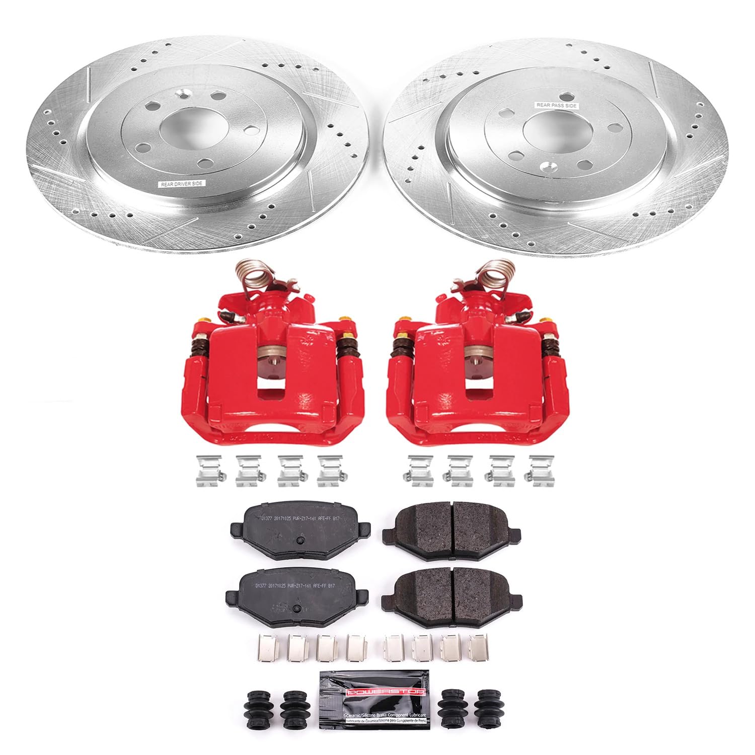 Power Stop Z23 Evolution Rear Brake Caliper Kit KC7724- Brake Rotors, Carbon-Fiber Ceramic Brake Pads, Brake Calipers