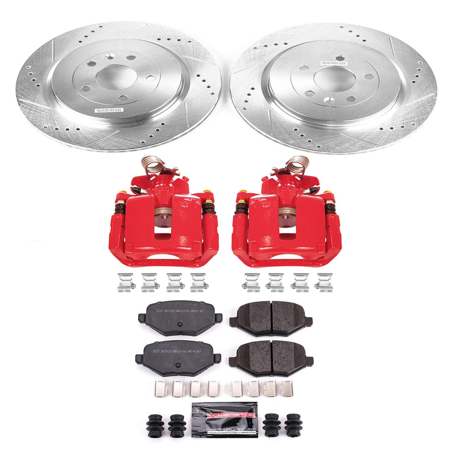 Power Stop Z23 Evolution Rear Brake Caliper Kit KC7724- Brake Rotors, Carbon-Fiber Ceramic Brake Pads, Brake Calipers