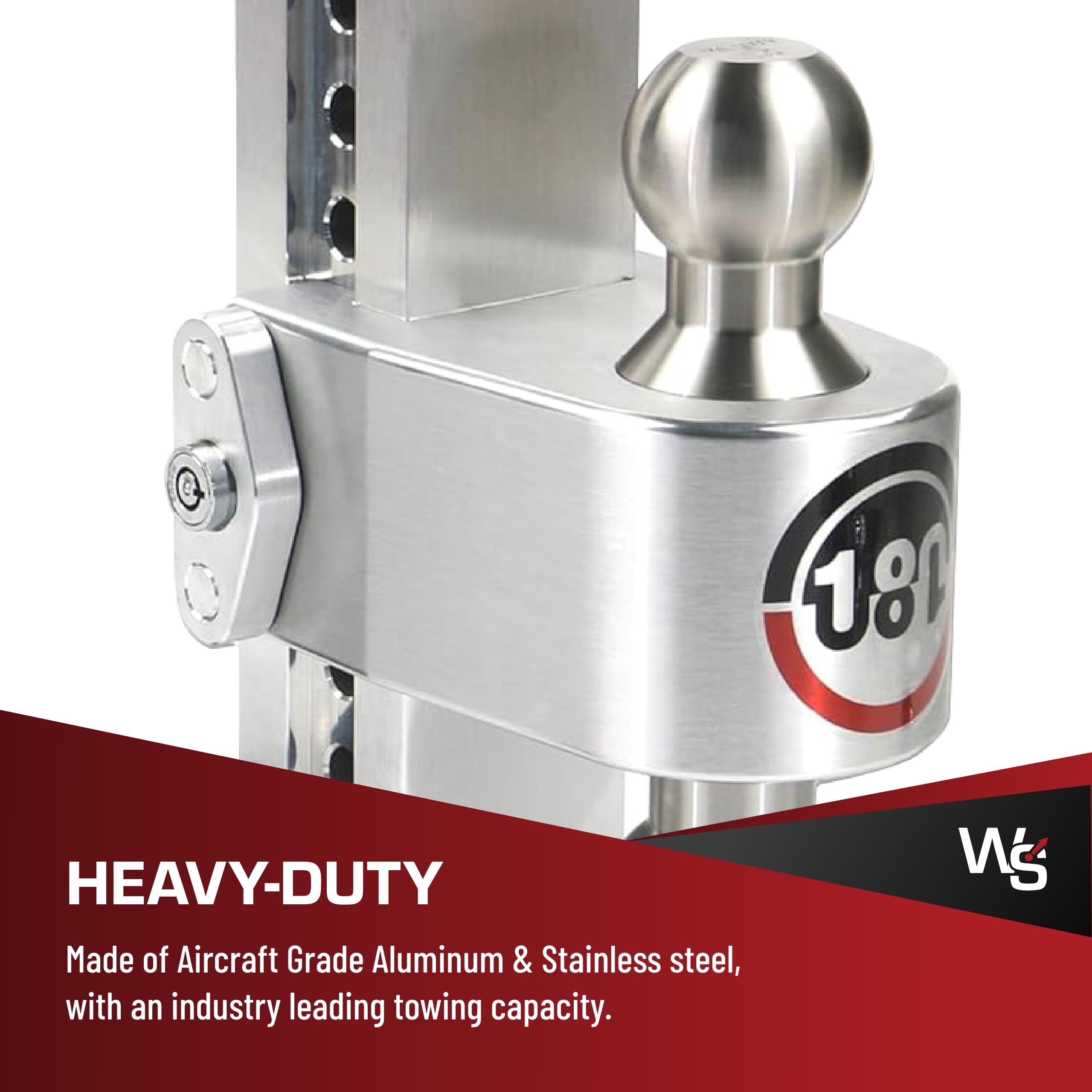 Weigh Safe Adjustable Trailer Hitch Ball Mount - Adjustable 8" Drop Hitch for 2" Receiver - Premium Heavy Duty Aluminum Trailer Tow Hitch w/ Stainless Steel Tow Balls (2" & 2 5/16") - 12,500 lbs GTW