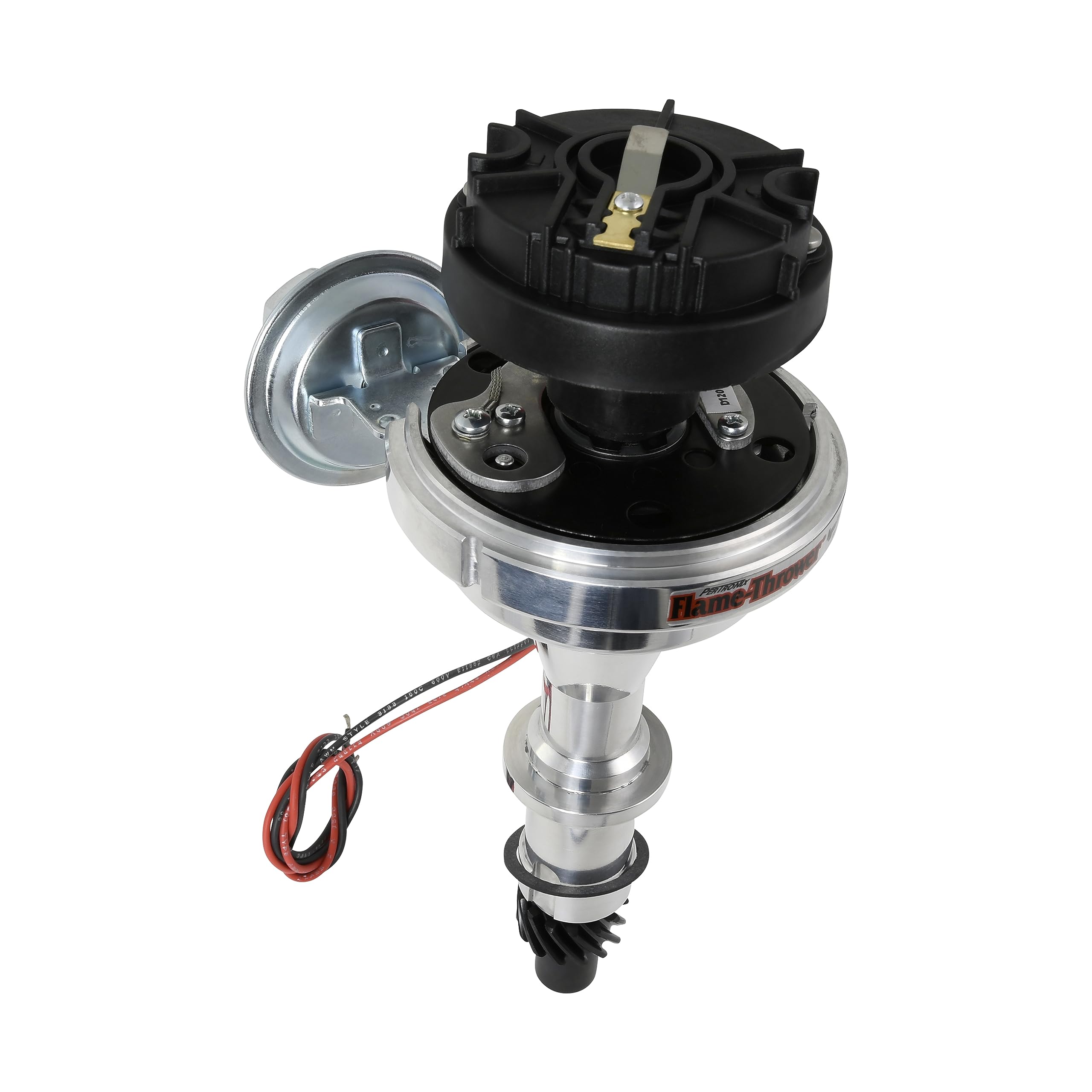 Pertronix D120700 Flame-Thrower Vacuum Advance Pontiac V8 Plug and Play Black Cap Billet Electronic Distributor with Ignitor II Technology for Pontiac V8