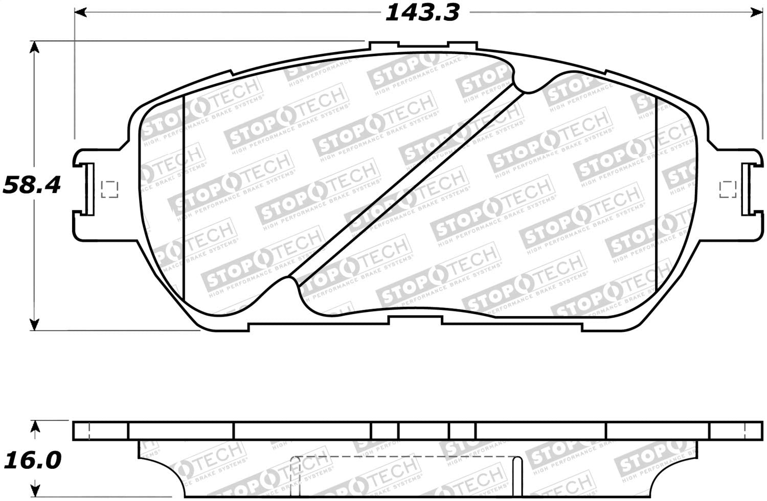 Front StopTech 308.09060 Brake Pads with Shims and Hardware Street