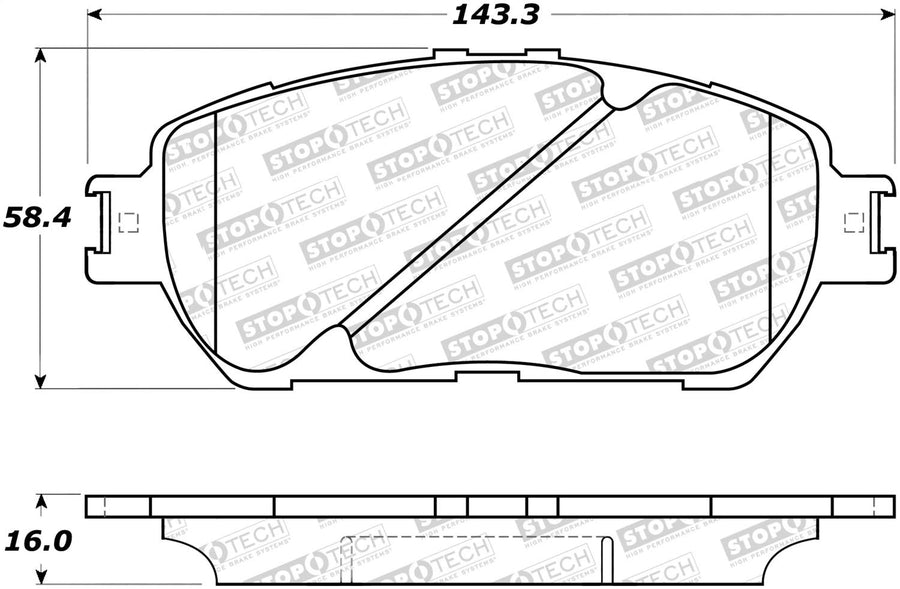 Front StopTech 308.09062 Brake Pads with Shims and Hardware Street