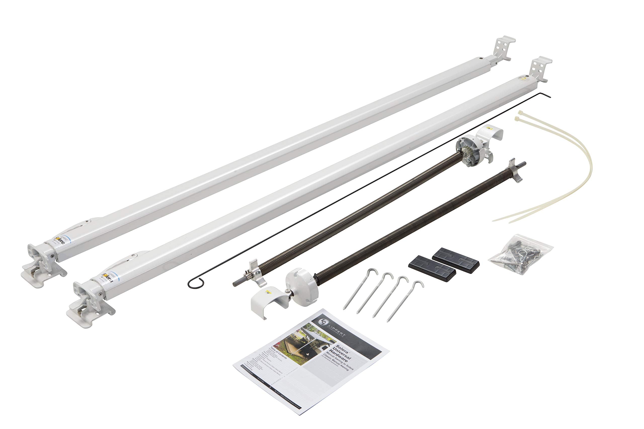 Solera Universal Classic RV Awning Arms & Hardware Kit - 81"-96" Tall, White