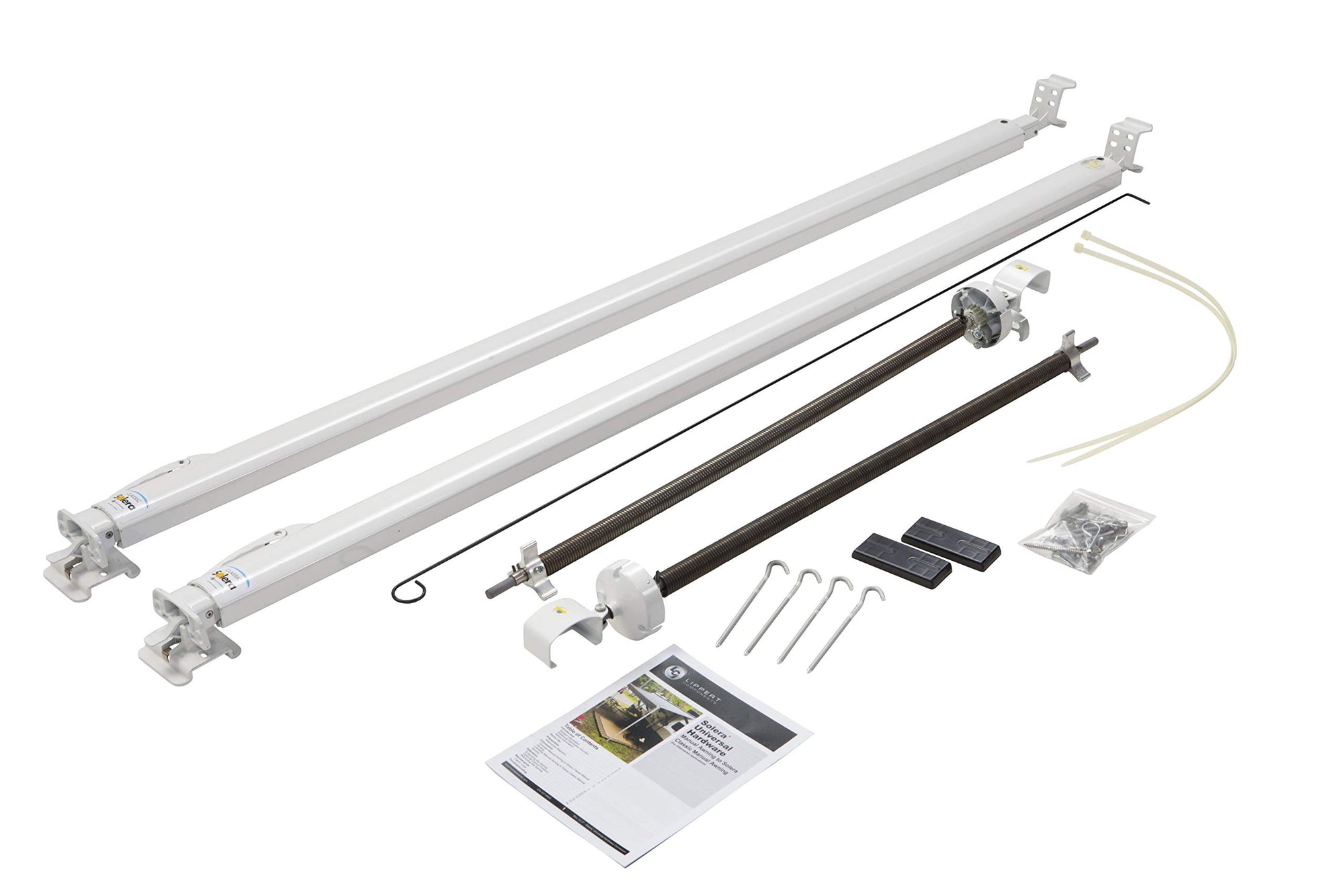 Solera Universal Classic RV Awning Arms & Hardware Kit - 81"-96" Tall, White