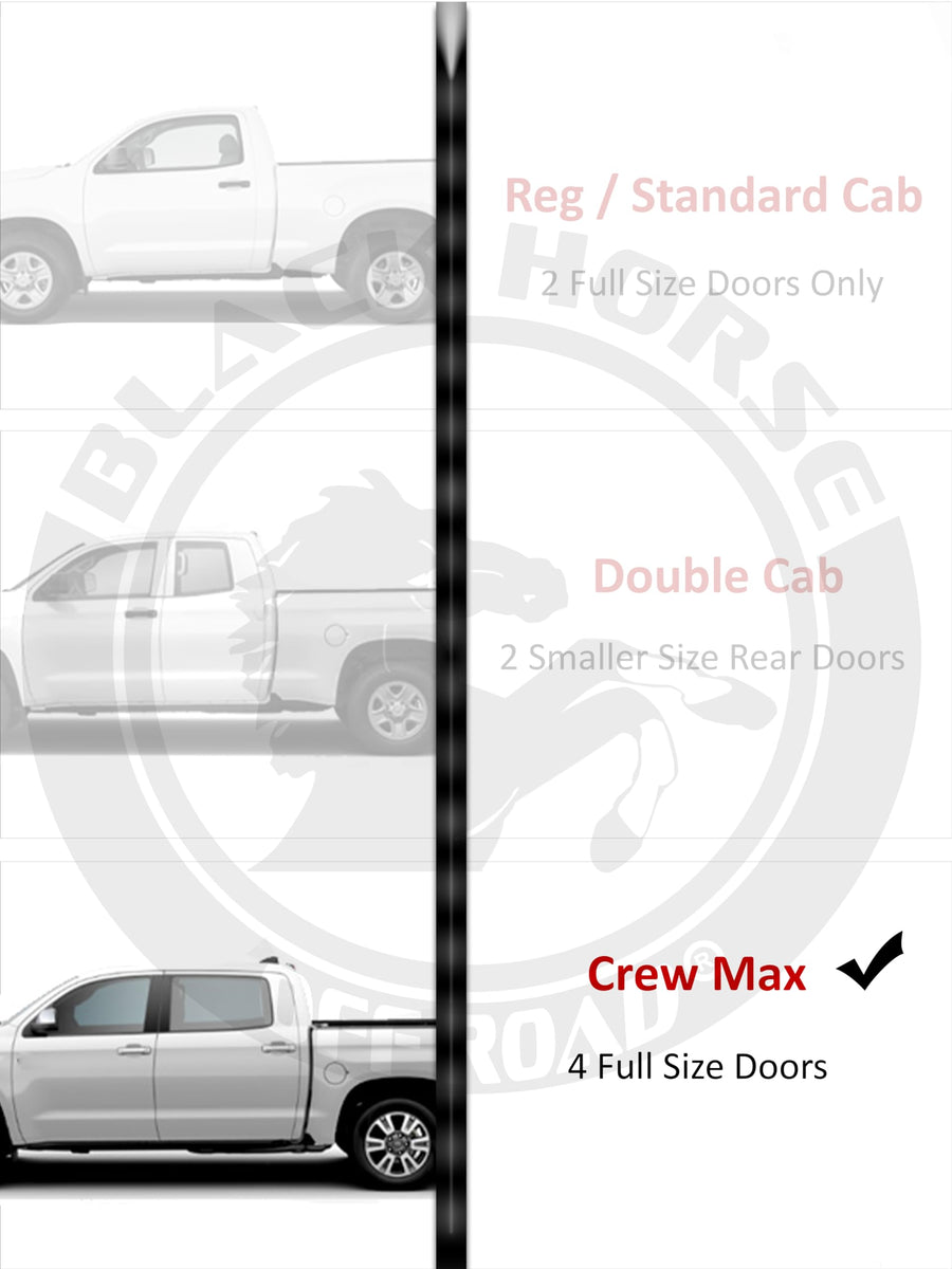 Black Aluminum Black Horse Off Road Epic Running Boards Compatible with 2007-2021 Toyota Tundra Crew Max E2291