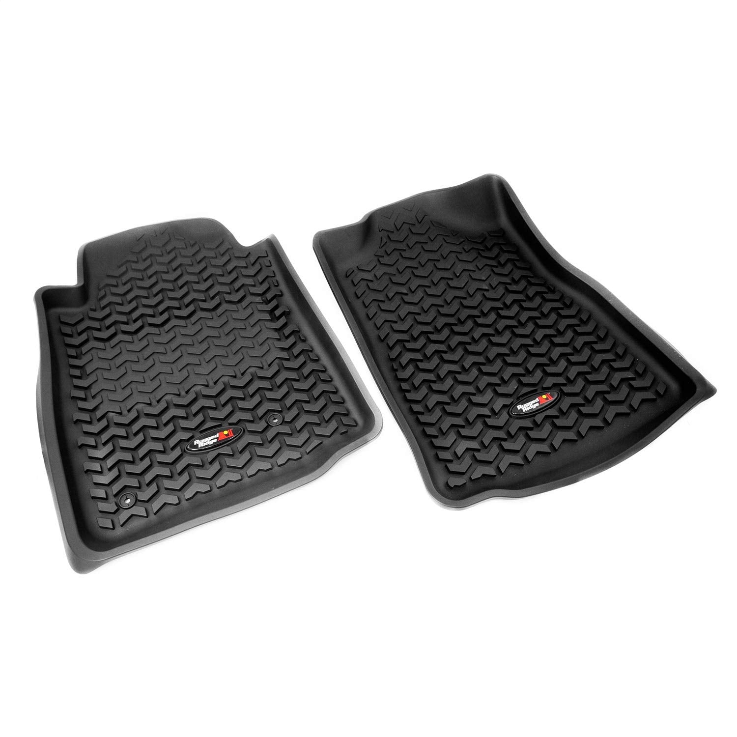 Front Floor Liners Rugged Ridge for Toyota Tacoma | Black | 82904.10 | Fits 2005-2011 Toyota Tacoma Regular Cab/Access Cab/Double Cab (Automatic)