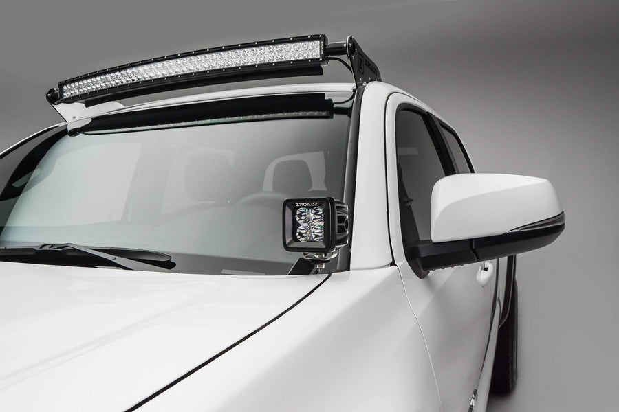 ZROADZ LED Kit Ditch Hood Hinge - Compatible w/ 2016-2022 Toyota Tacoma - Incl. (2) 3 Inch LED Pod Lights - Mild Steel Gloss Black Finish - Bolt-On Easy Installation - PN #Z369401-KIT2