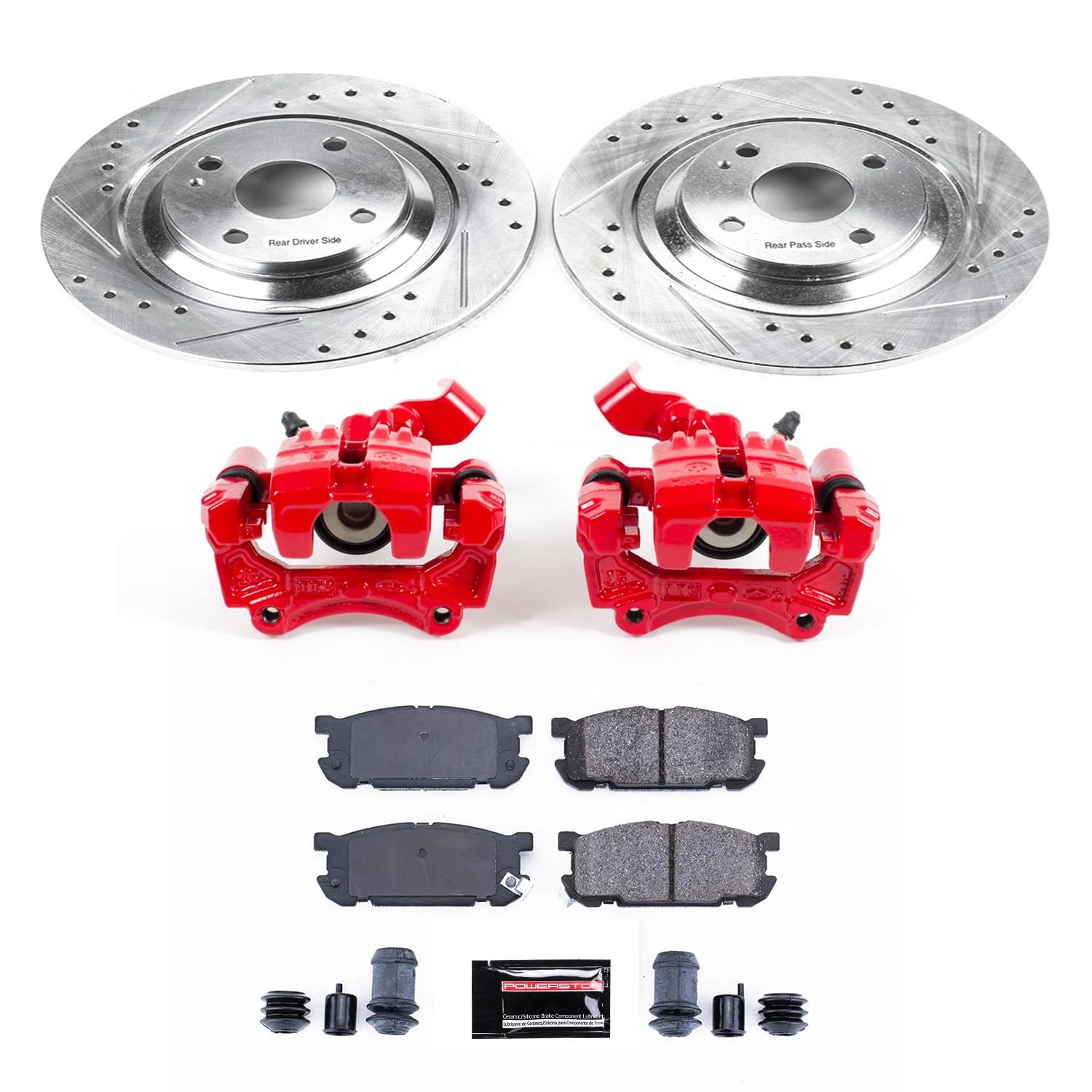 Power Stop Z23 Evolution KC5267 Rear Brake Caliper Kit- Brake Rotors, Brake Pads, Brake Calipers For Mazda Miata 2001-2005 [Model Specific]