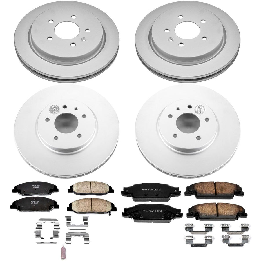 Power Stop Coated Brake Rotor and Ceramic Brake Pads CRK5539- Front & Rear For Cadillac STS 2009-2011 [Model Specific]