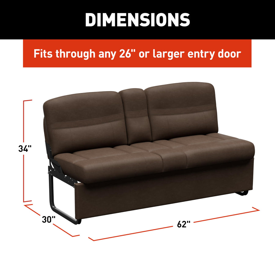 62" Thomas Payne Signature Satula RV Jackknife Sleeper Sofa with Matching Kickboard, Easy Transition, High-Density Foam Cushioning, Fold-Down Center, Dual Cupholders - 2024044387