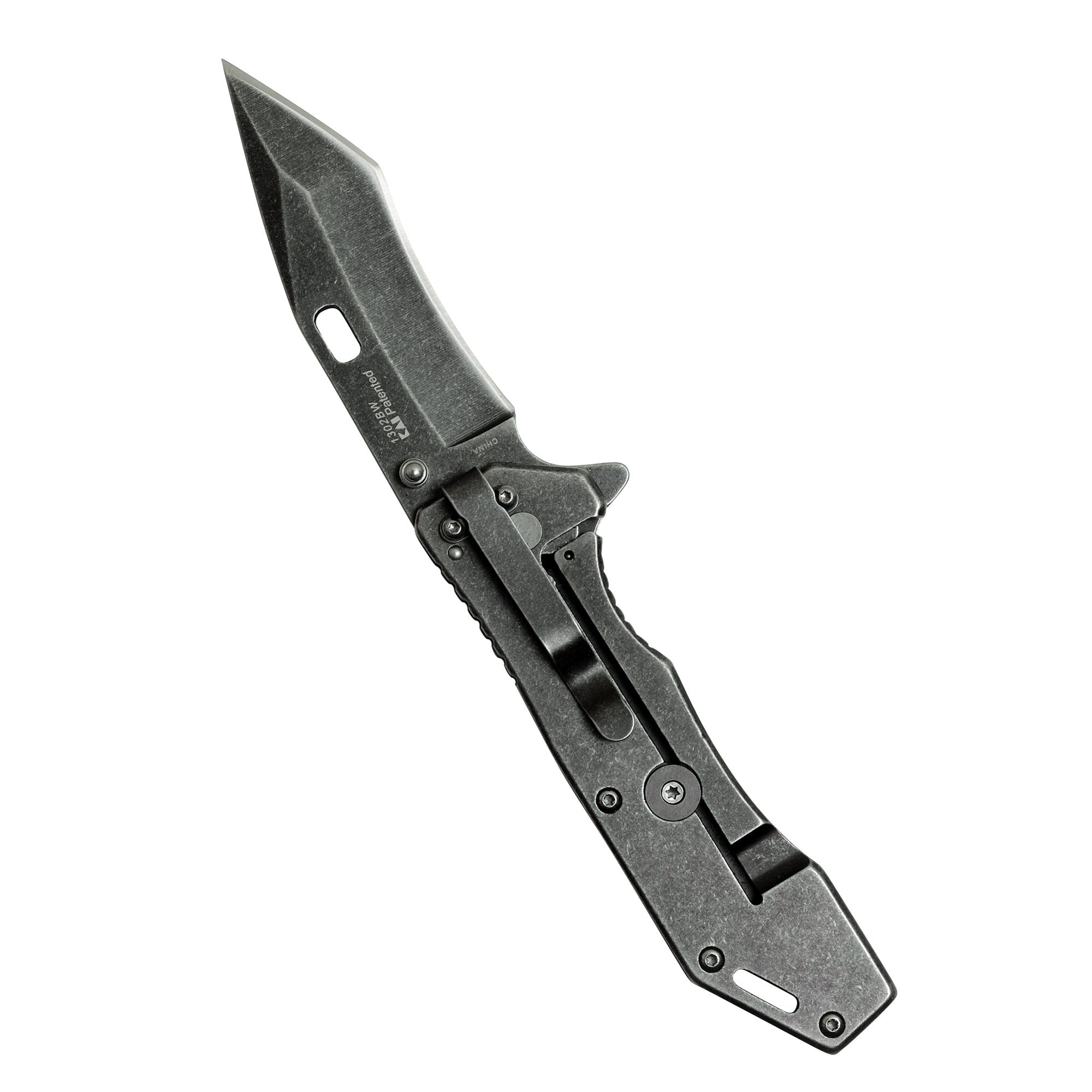Kershaw Lifter (1302BW); Pocket Knife Tactical Tanto with 3.5 Inch 4Cr14 Steel Blackwashed Blade with Stainless Steel Blackwash Handle, SpeedSafe Assisted Opening and Deep-Carry Pocketclip; 3.2 OZ.