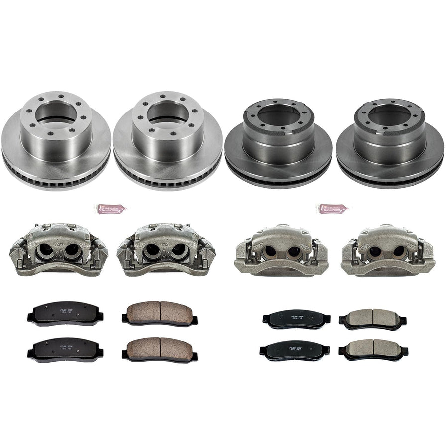 Power Stop KCOE5576 Replacement Autospeciality Front and Rear Caliper Kit- OE Rotors, Ceramic Brake Pads, Calipers For Ford F-350 Super Duty 2011 [Model Specific]