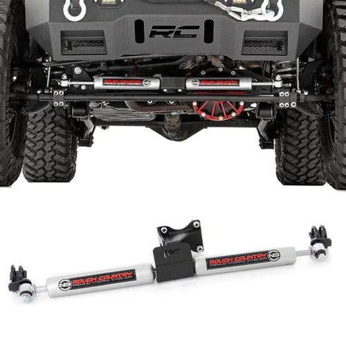 Rough Country Dual N3 Steering Stabilizer for 07-18 Jeep Wrangler JK - 8734930