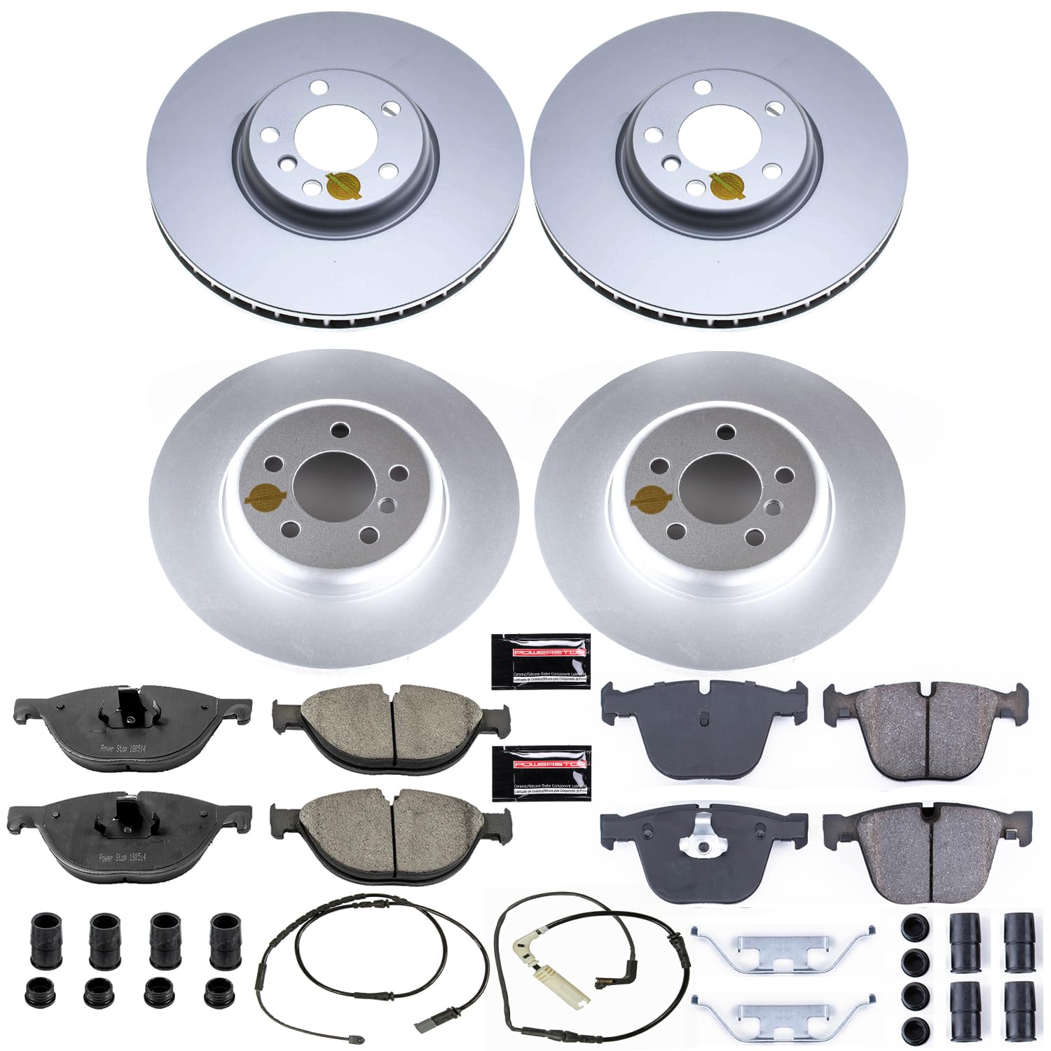 Power Stop CRK6421 Coated Brake Kit Front and Rear Rotor - Coated Brake Rotors & Z23 Carbon-Fiber Ceramic Brake Pads For BMW ActiveHybrid 7 2013-2015 [Model Specific]
