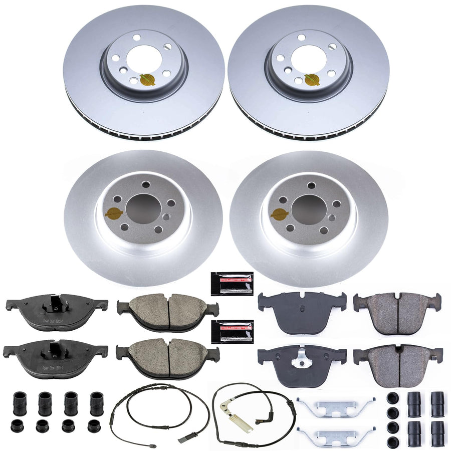 Power Stop CRK6421 Coated Brake Kit Front and Rear Rotor - Coated Brake Rotors & Z23 Carbon-Fiber Ceramic Brake Pads For BMW ActiveHybrid 7 2013-2015 [Model Specific]